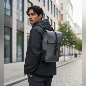 RAINS Mini 13020 Grey Water Resistant Backpack Laptop Bag NEW Unisex Men Women
